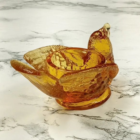 Degenhart Glass Bird & Berry Trinket Paperweight Open Salt Vtg - Picture 5 of 8